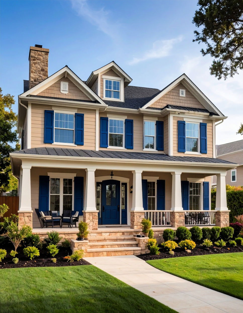 Taupe and Navy Blue for Bold Contrast