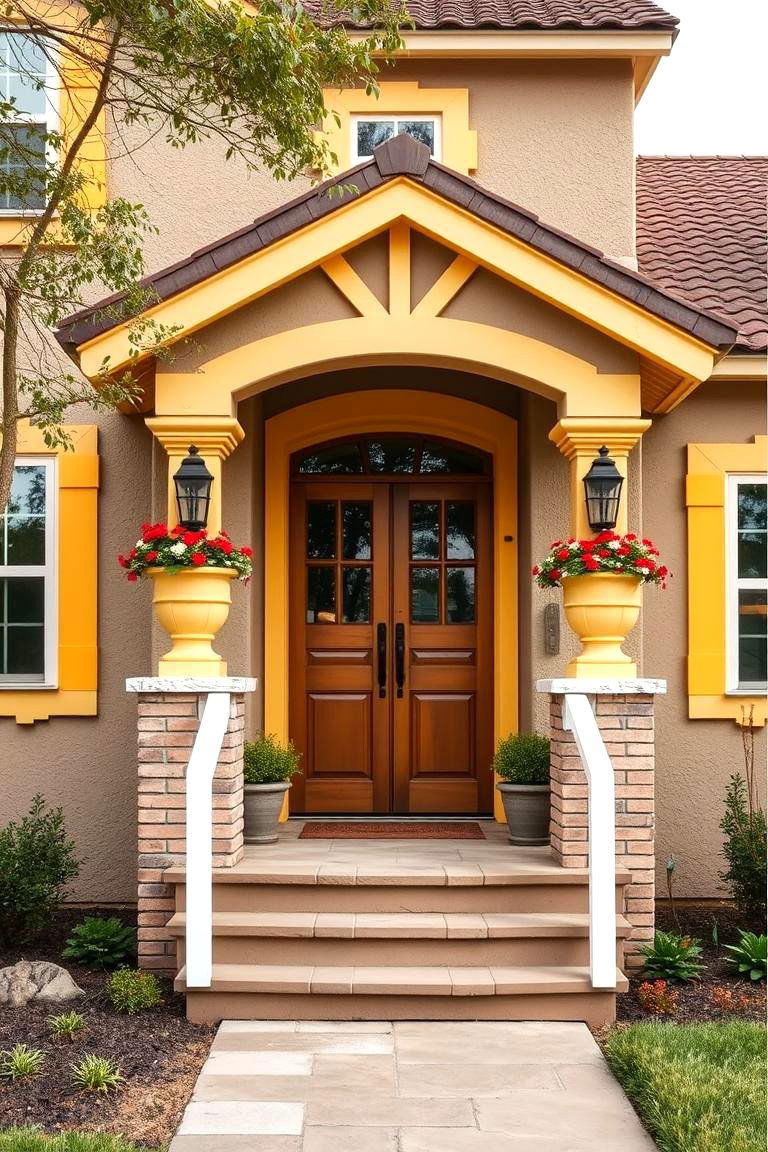 Taupe and Soft Yellow for Warmth and Cheer - 25 Exterior Taupe House Color Combinations