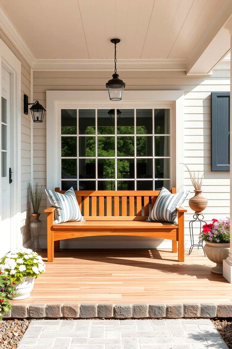 Teak Bench for Luxury and Durability - 25 Front Porch Bench Ideas