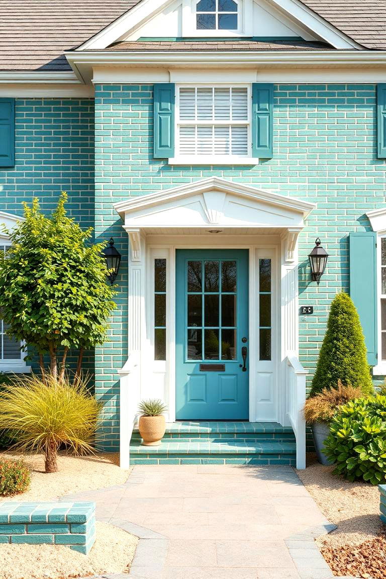 Teal Green for a Cool Beachy Vibe - 25 Green Brick Exterior Home Ideas