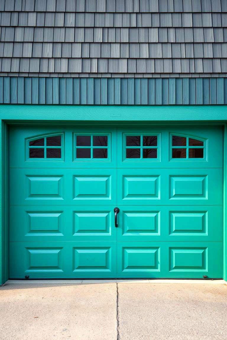 Teal Green for a Unique Eye Catching Finish - 25 Green Garage Door Ideas