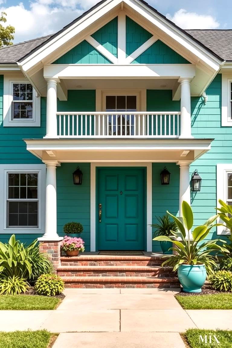 Teal Green for a Vibrant Energetic Touch - 25 Green Exterior House Paint Ideas
