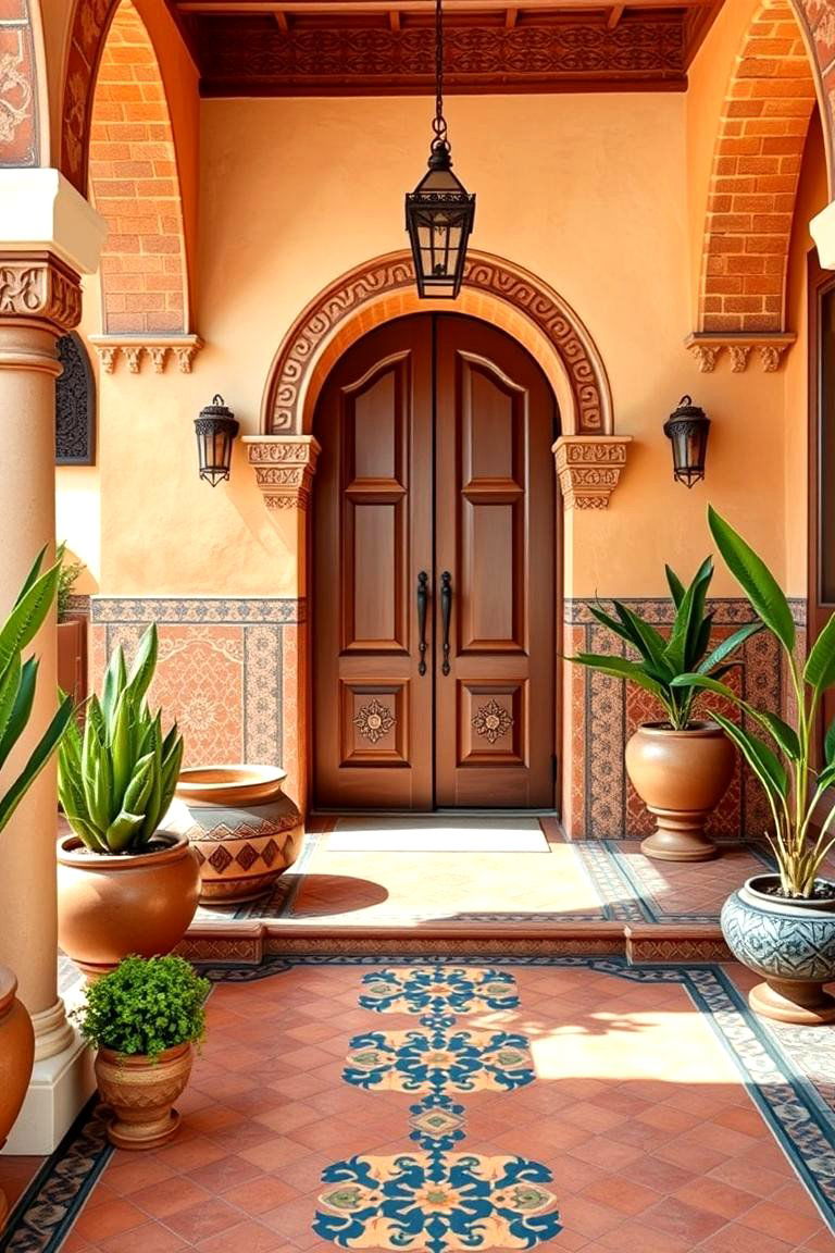 Terracotta Moroccan Tiles for Warmth and Character - 25 Front Porch Tile Ideas