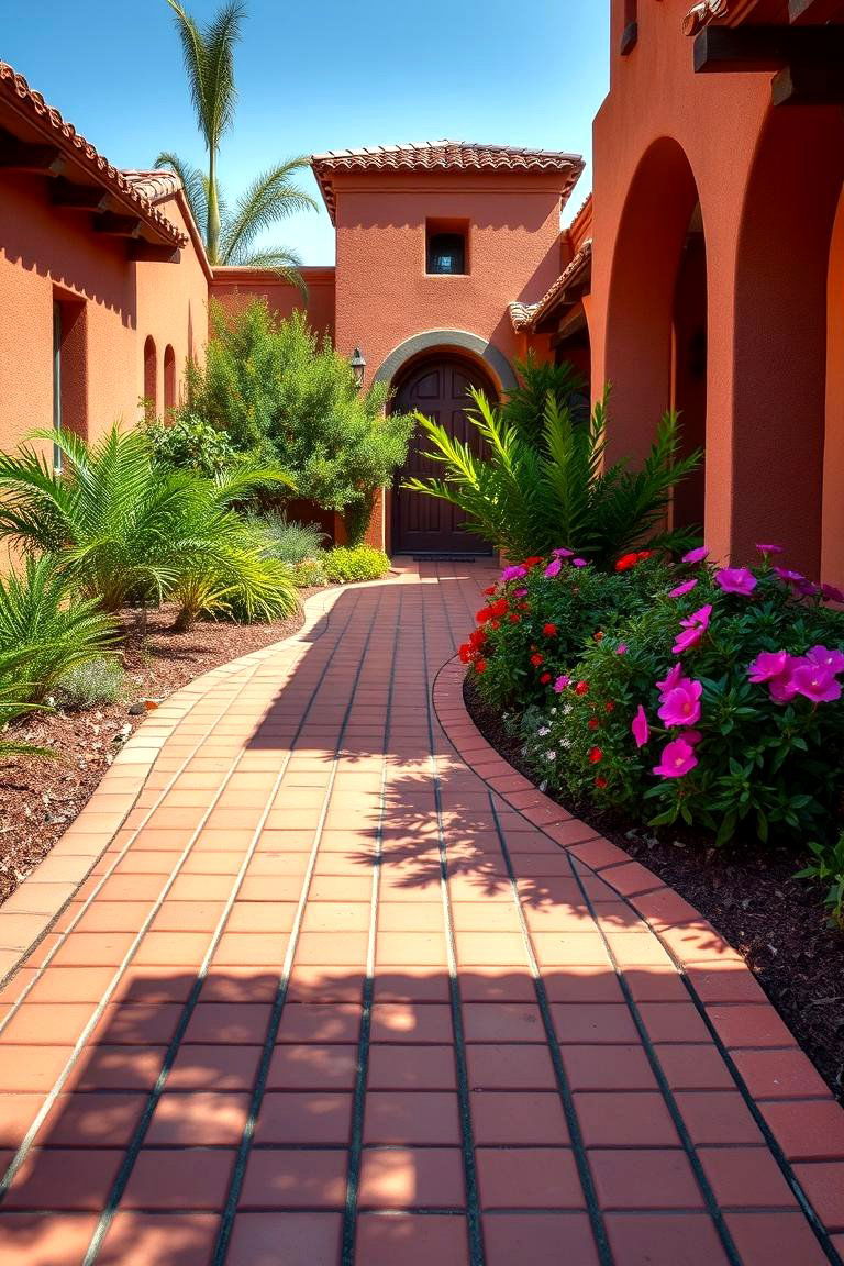 Terracotta Pathways for a Rustic Appeal - 25 front yard spanish style landscaping ideas