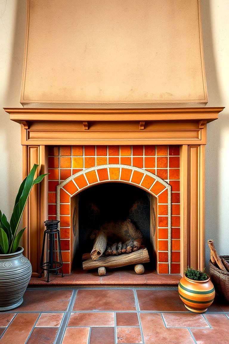 Terracotta Tiles for Warmth and Earthiness - 25 Fireplace Tile Ideas