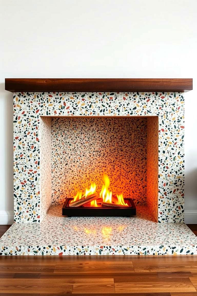 Terrazzo Hearth for Unique Design - 25 Fireplace Hearth Ideas