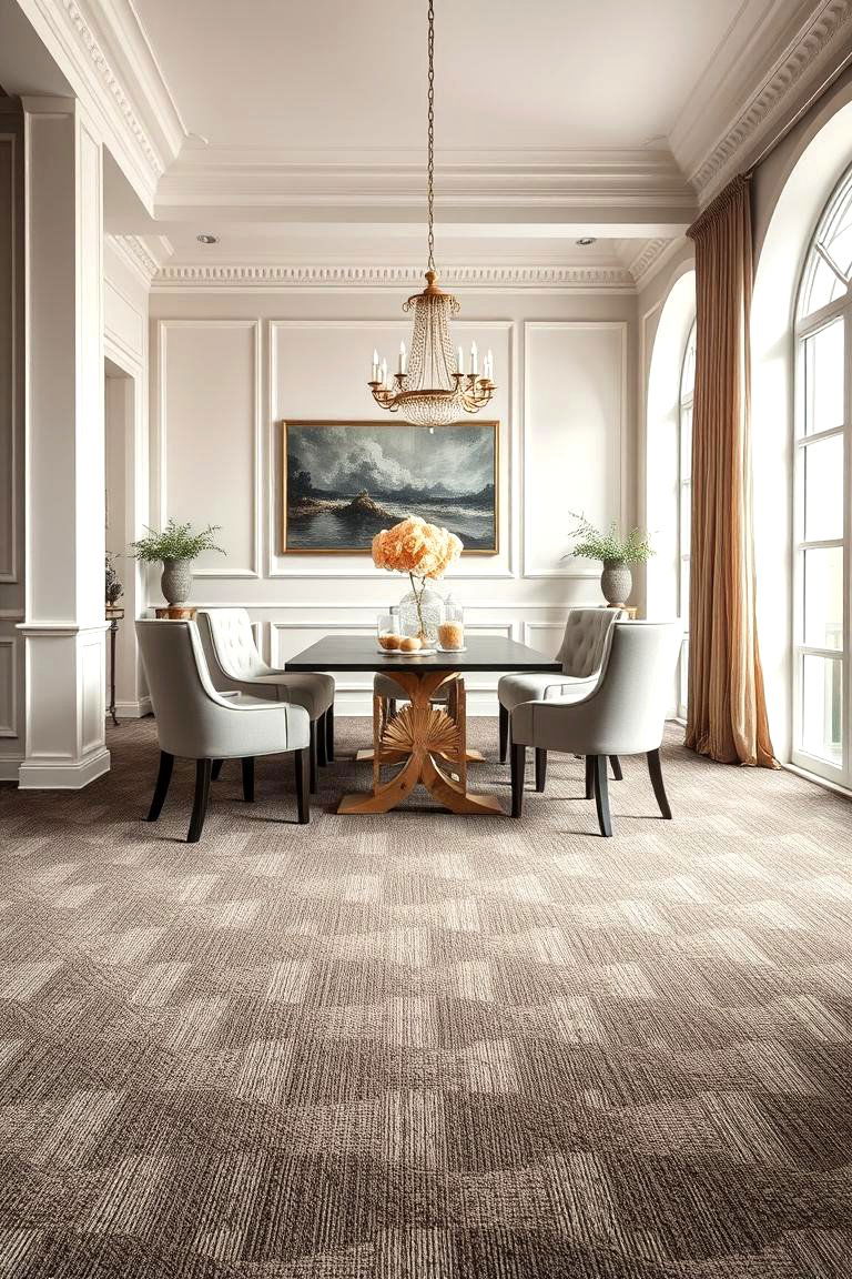 Textured Carpets for Added Depth - 25 Carpeted Dining Room Ideas