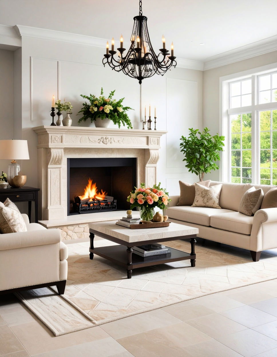 Textured Ceramic Tiles Fireplace