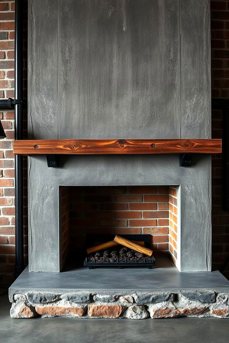 Textured Concrete Gray for an Industrial Edge - 25 Fireplace Paint Ideas