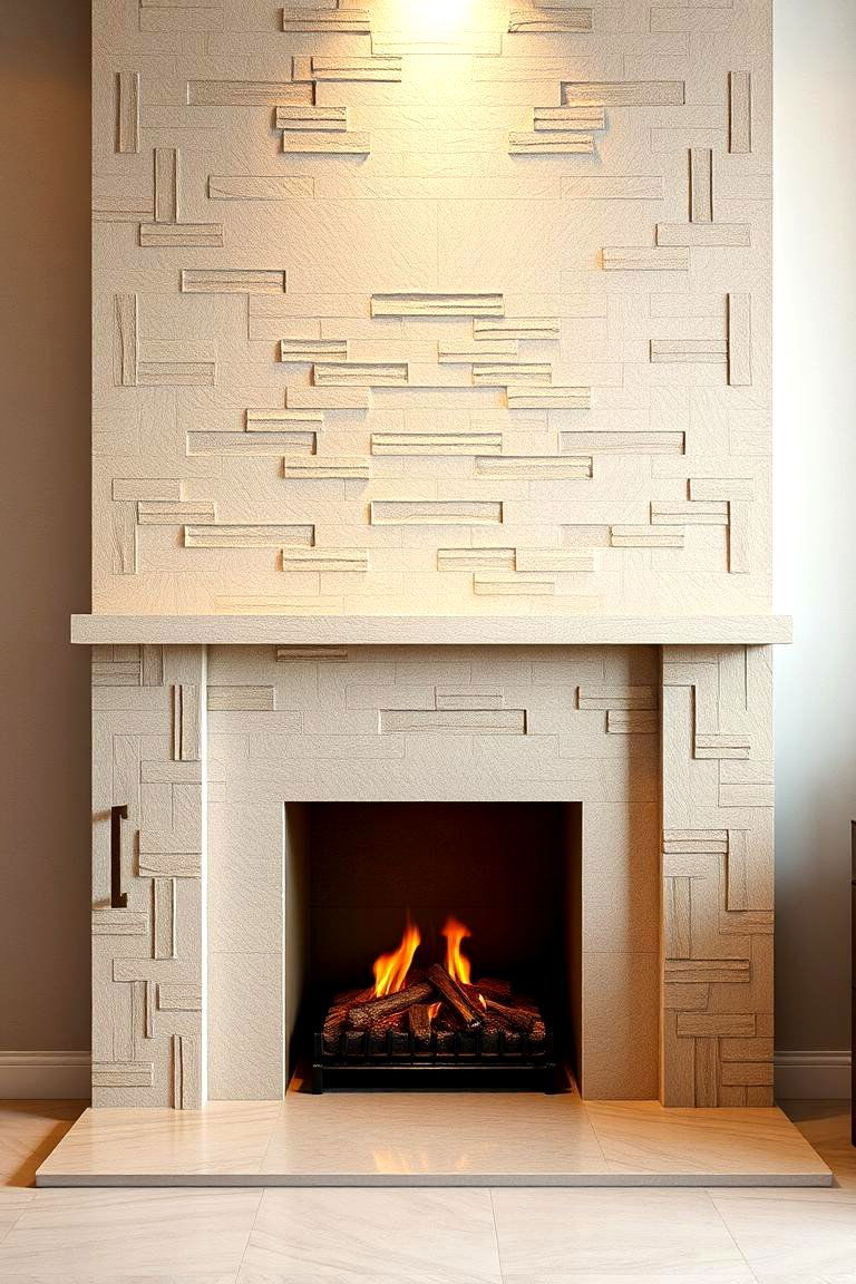 Textured Tiles for Added Depth - 25 Fireplace Tile Ideas
