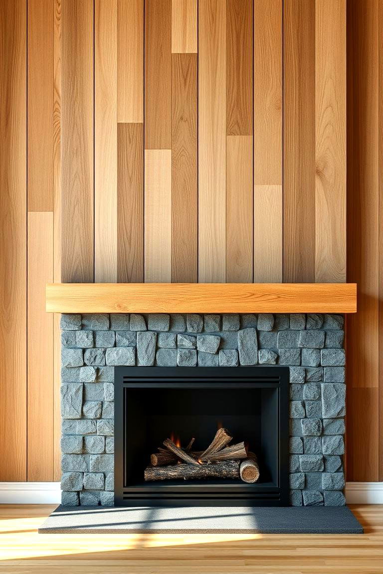 Textured Wood Paneling for Warmth and Depth - 25 Fireplace Wall Ideas