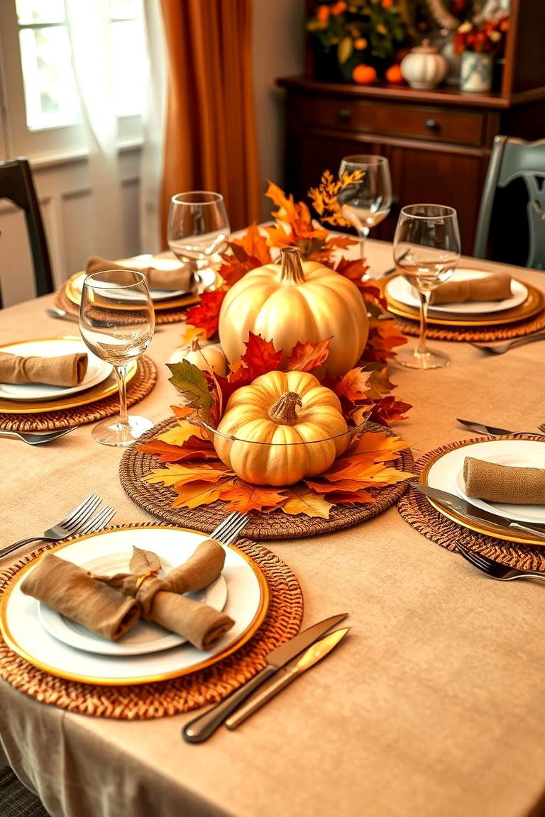 Thanksgiving Themed Table Chargers - 25 Thanksgiving Decor Ideas