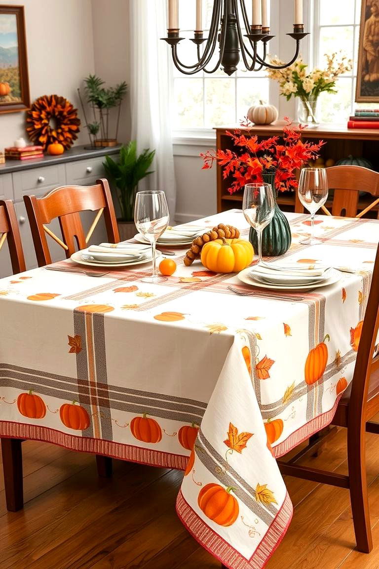 Thanksgiving Themed Tablecloths - 25 Thanksgiving Decor Ideas