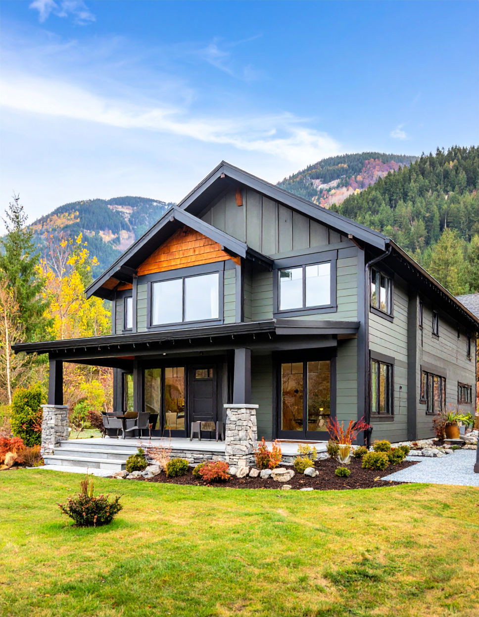 The Bold Contrast of Dark Olive Green and Black Trim