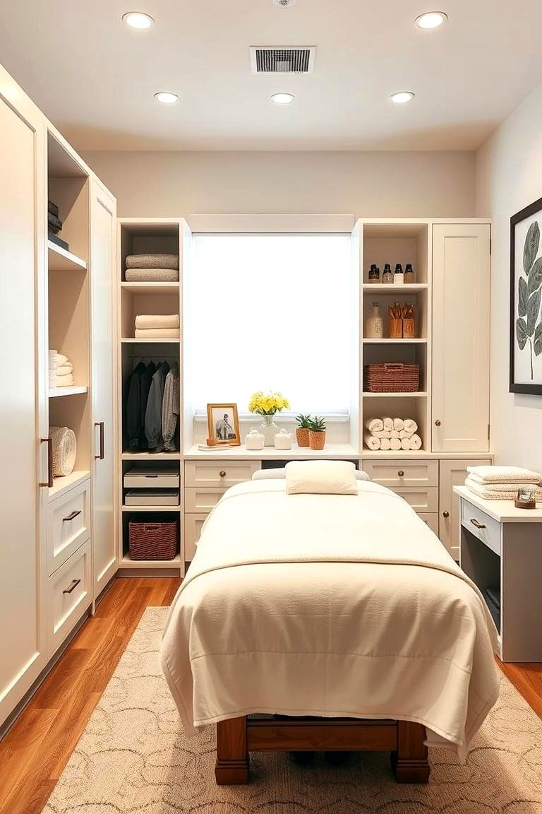 Thoughtful Storage Solutions - 25 Massage Room Setup Ideas