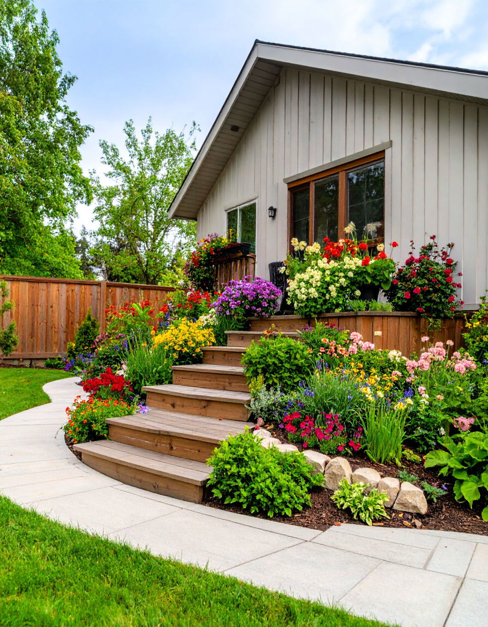 Tiered Flower Garden with Colorful Blooms Tiered Garden Ideas