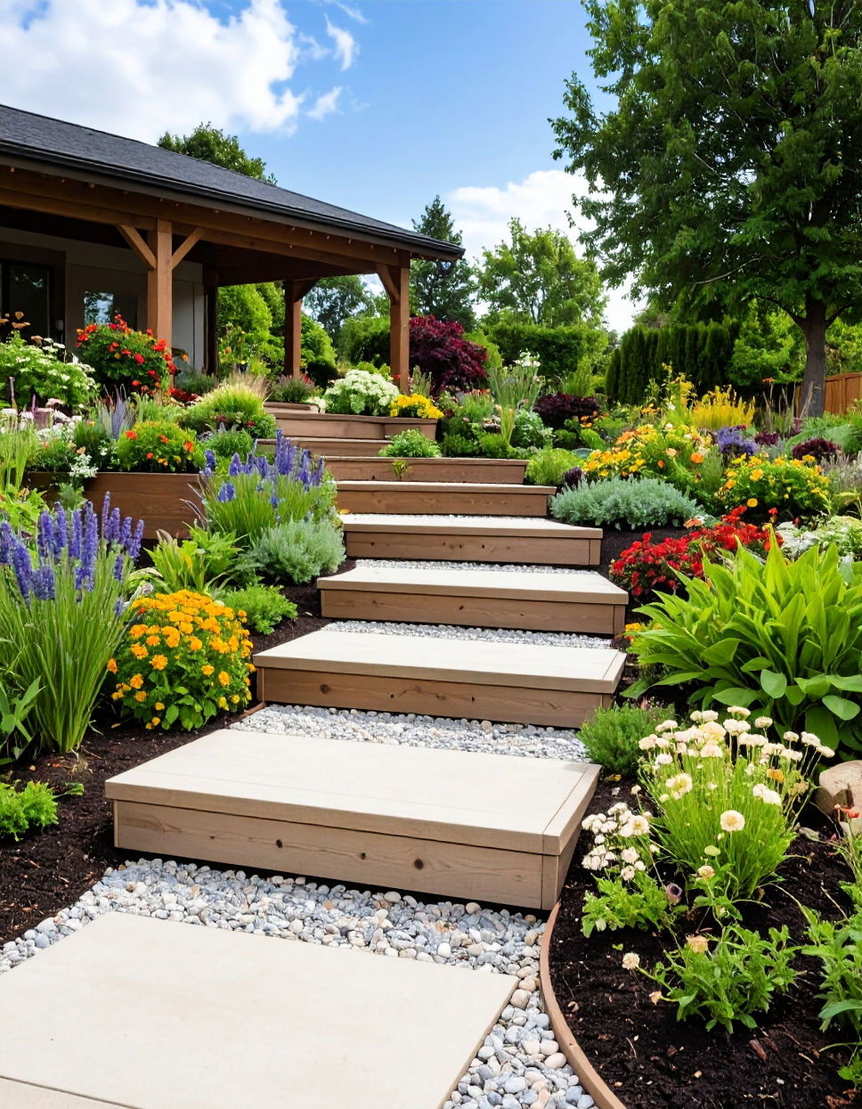 Tiered Garden with Raised Walkways Tiered Garden Ideas