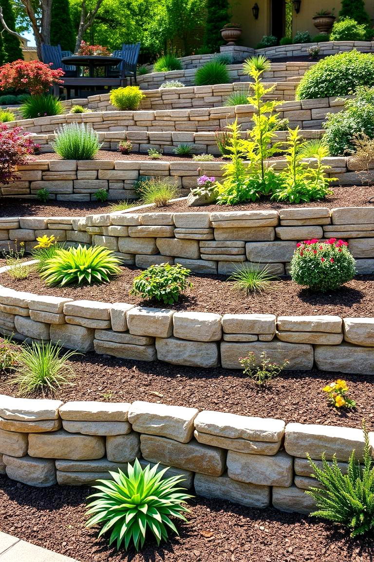 Tiered Garden with Retaining Walls - 25 Tiered Garden Ideas