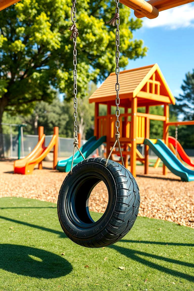 Tire Swing in a Swing Set - 25 Tire Swing Ideas
