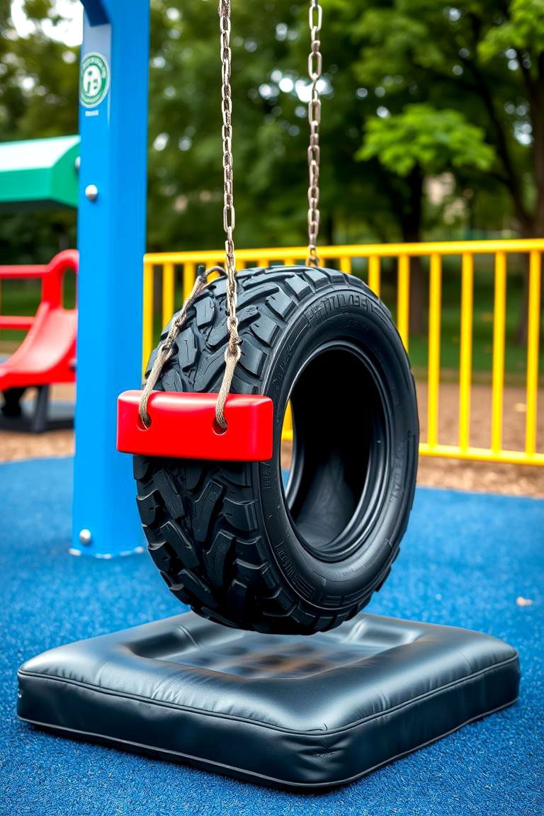 Tire Swing with a Cushioned Base - 25 Tire Swing Ideas