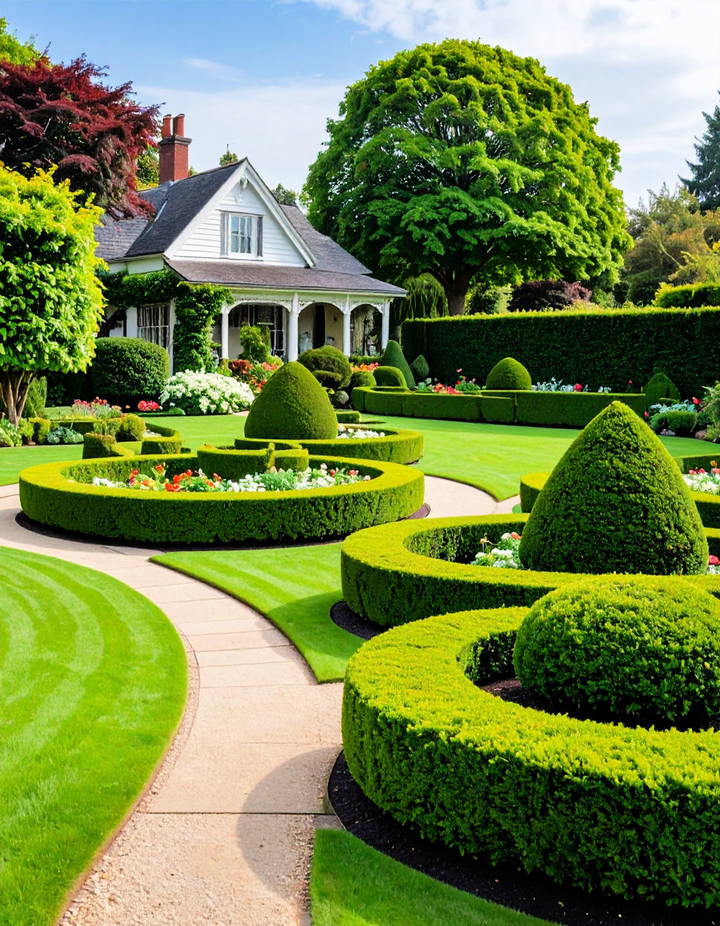 Topiary for Sculpted Greenery Victorian Front Garden Ideas