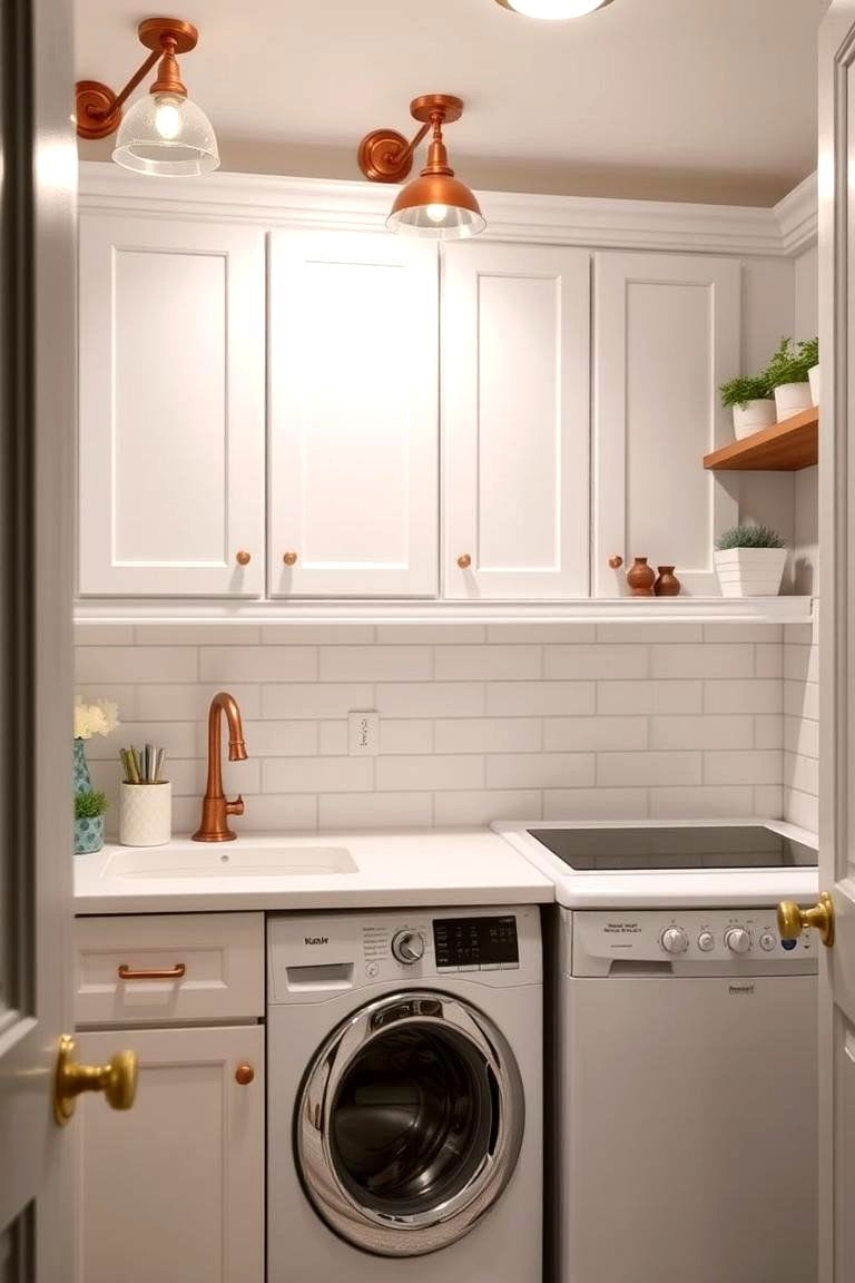 Touches of Copper and Brass Accents - 25 Farmhouse Laundry Room Ideas