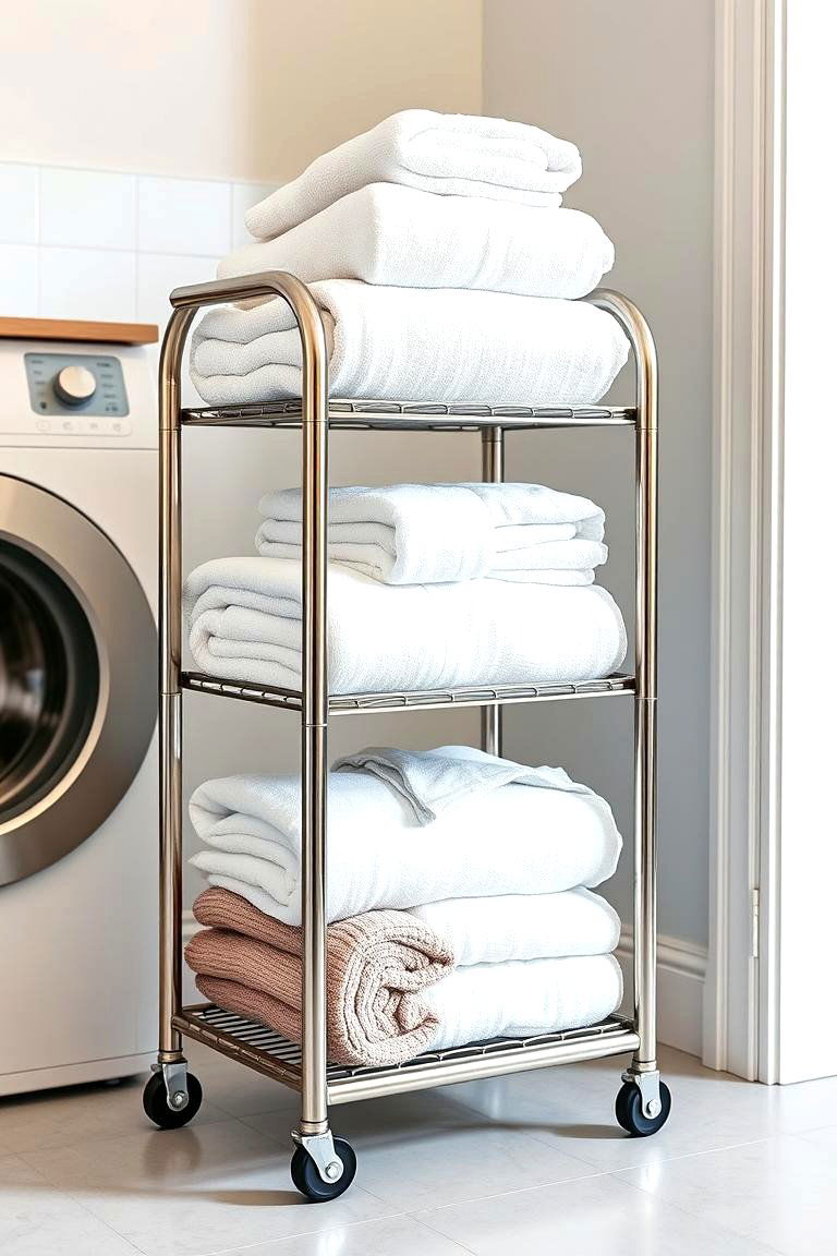 Towel Storage Cart on Wheels - 25 Towel Storage Ideas