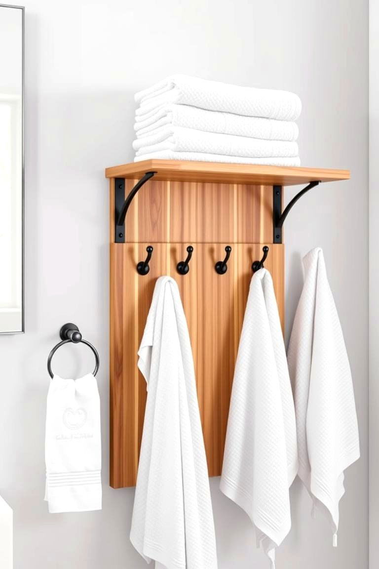 Towel Storage Hooks and Shelves Combo - 25 Towel Storage Ideas