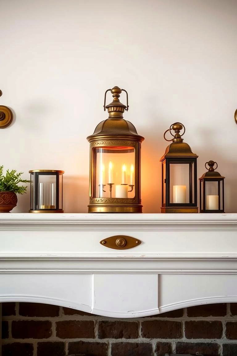 Traditional Brass or Bronze Lanterns - 25 Fireplace Mantel Lighting Ideas