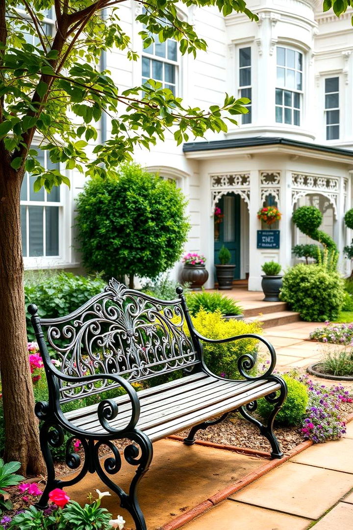 Traditional Garden Benches for Relaxation - 25 Victorian Front Garden Ideas