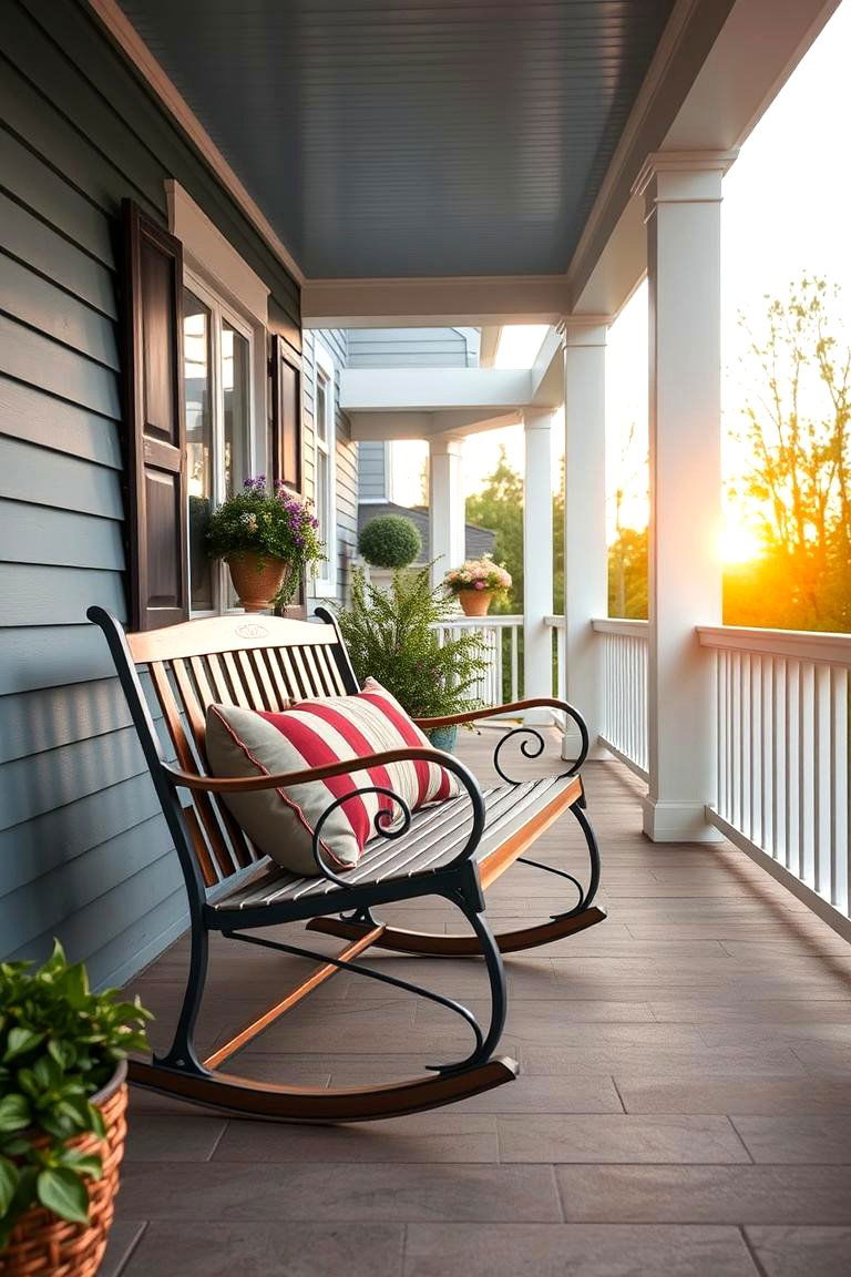 Traditional Glider Bench for Relaxing Moments - 25 Front Porch Bench Ideas