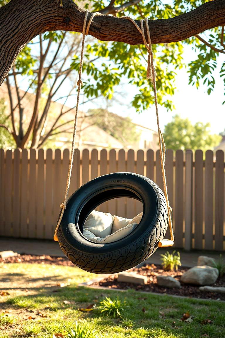 Traditional Hanging Tire Swing - 25 Tire Swing Ideas