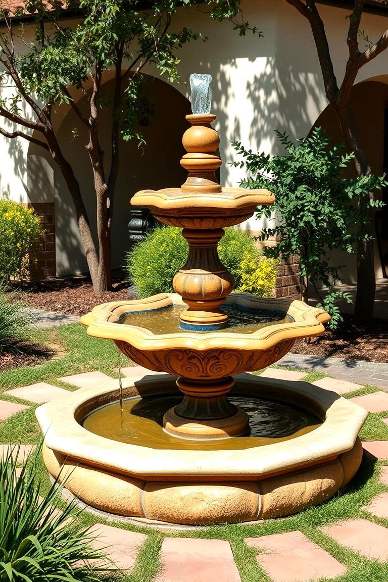 Traditional Spanish Style Fountains for Elegance - 25 front yard spanish style landscaping ideas