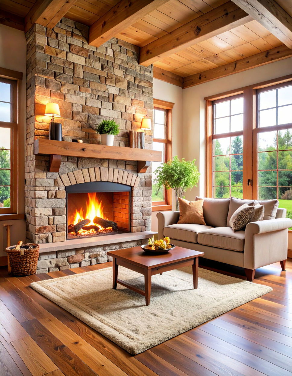 Traditional Wood Burning Corner Fireplace