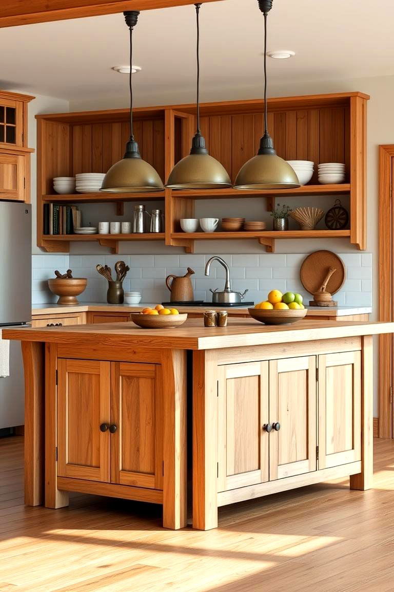 Traditional Wooden Farmhouse Island - 25 Farmhouse Kitchen Island Ideas