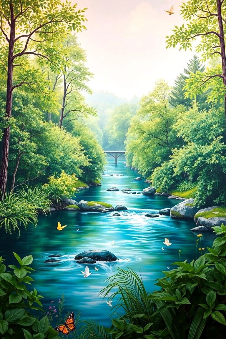 Tranquil Nature Scene A Serene Escape - 25 Garden Mural Ideas