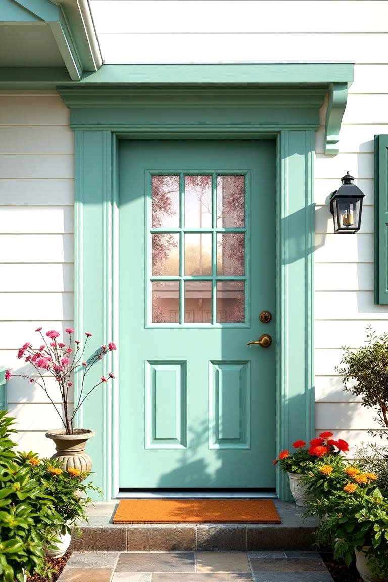 Tranquil Seafoam Green for a Relaxing Feel - 25 Front Door Color Ideas