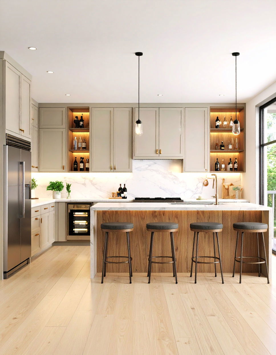 Transitional Bar Area Transitional Kitchen Ideas