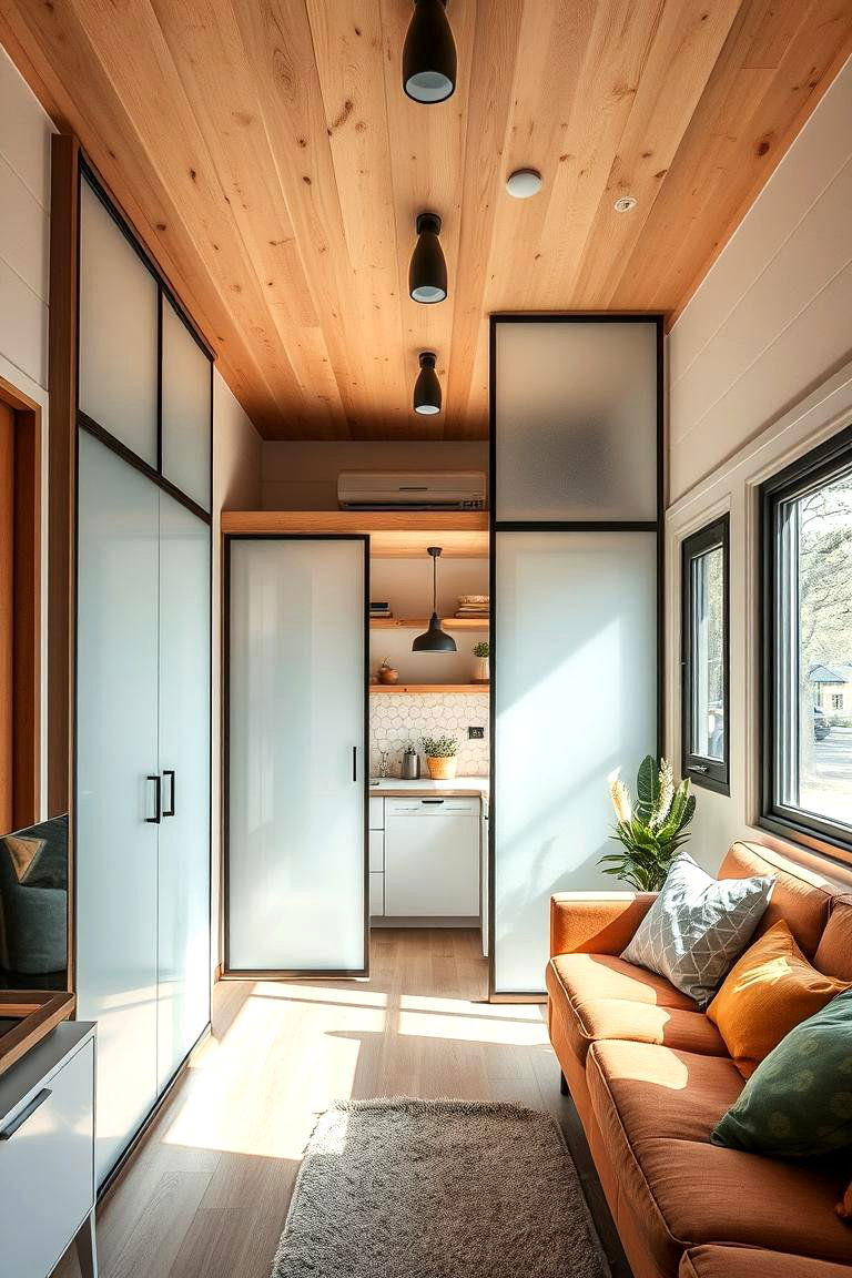 Transparent or Frosted Dividers for Light and Privacy - 25 Tiny House Design Ideas