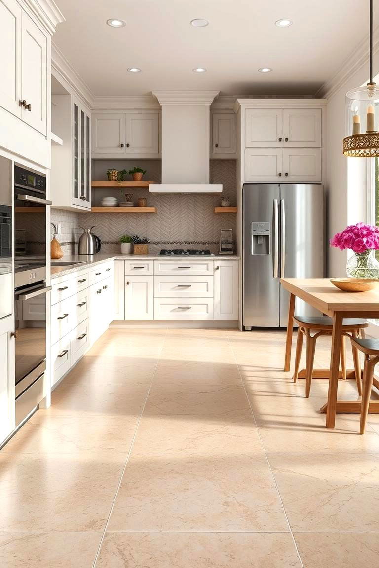 Travertine for High Traffic Kitchens - 25 Travertine Floor Kitchen Ideas