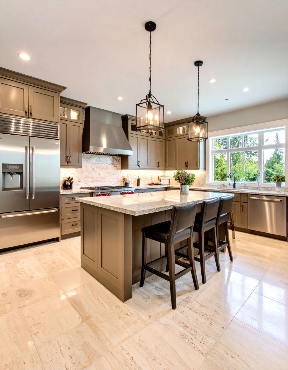 Travertine with Stainless Steel Appliances Travertine Floor Kitchen Ideas