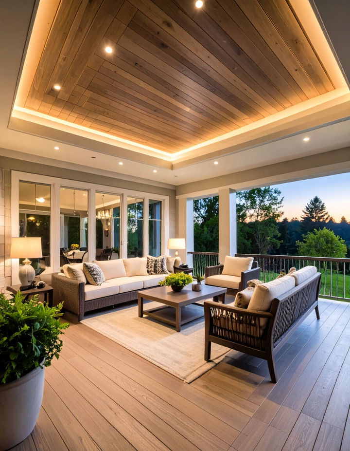 Tray Ceiling with Vinyl Panels for Depth Vinyl Porch Ceiling Ideas