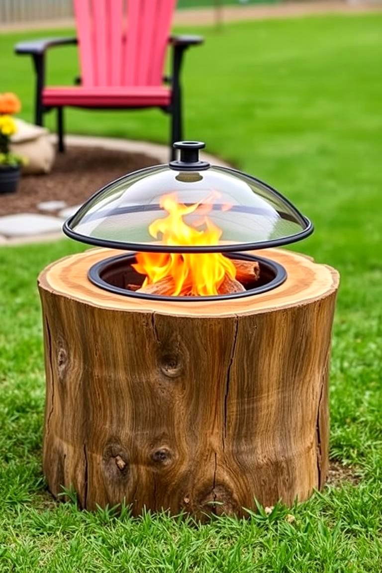 Tree Stump Fire Pit with Removable Lid - 25 Tree Stump Fire Pit Ideas