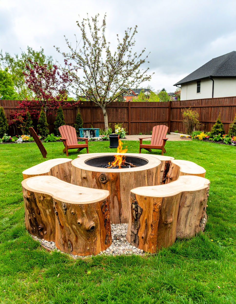 Tree Stump Fire Pit with Seating Tree Stump Fire Pit Ideas