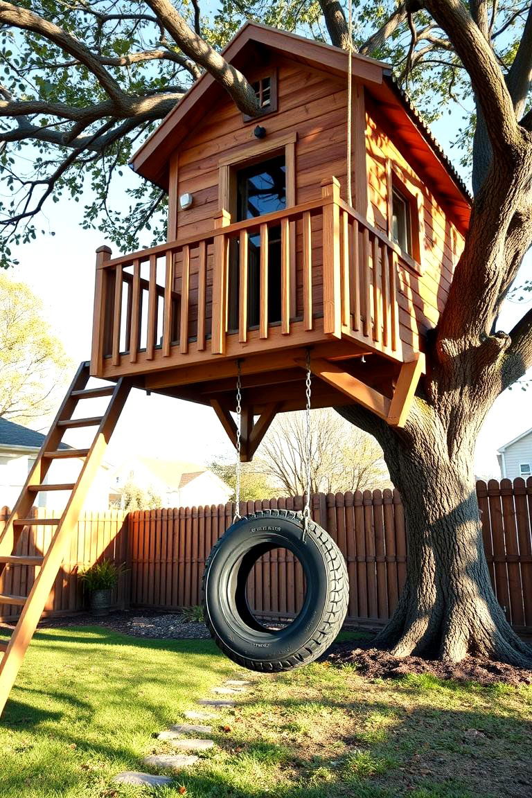 Treehouse Tire Swing - 25 Tire Swing Ideas