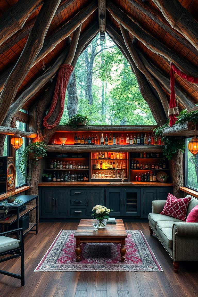 Treehouse with a Built in Bar - 25 Tree House Ideas