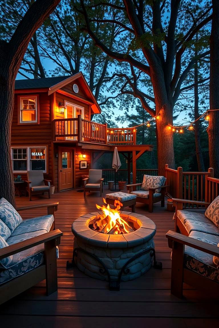 Treehouse with a Fire Pit - 25 Tree House Ideas