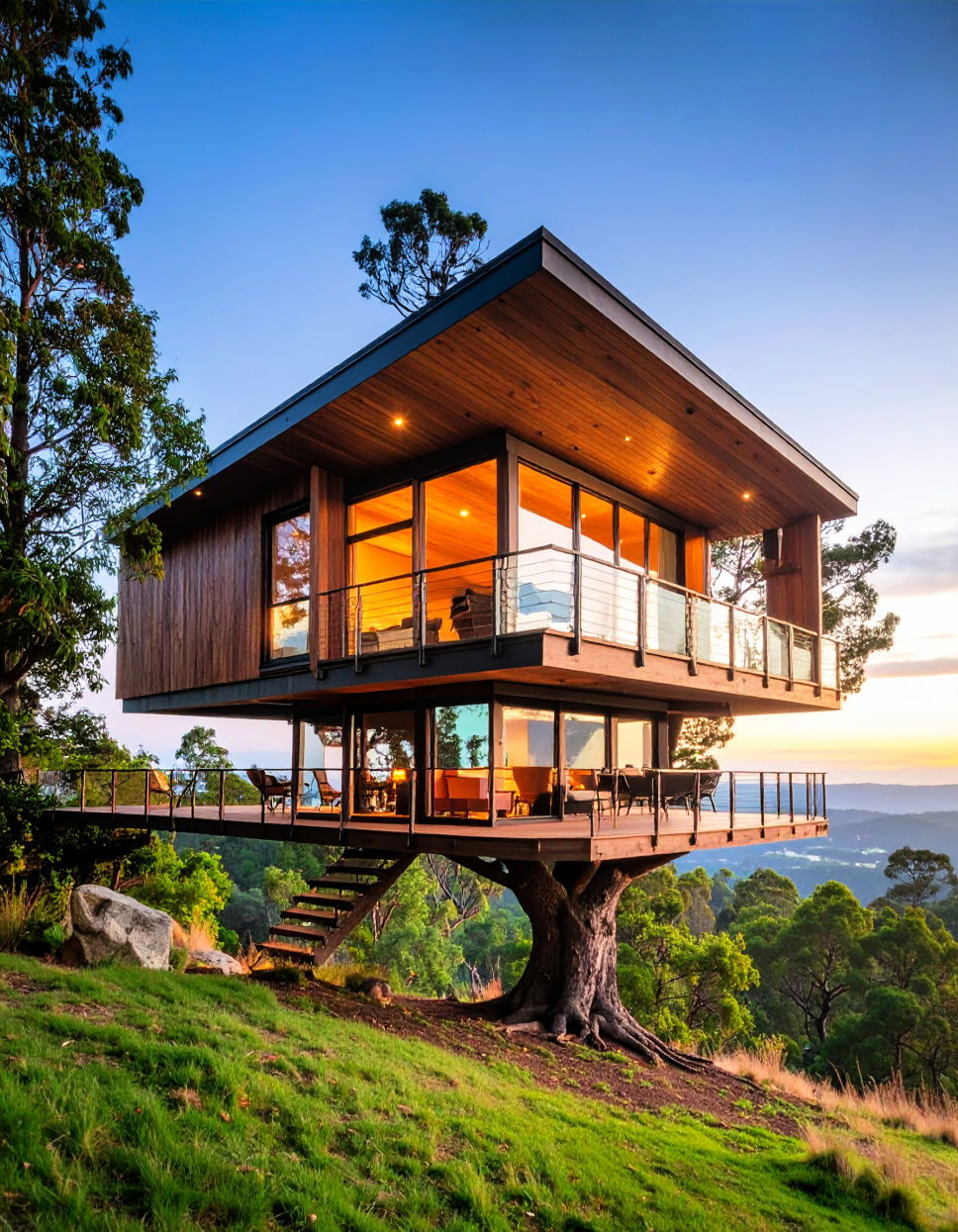 Treehouse with a Large Balcony Tree House Ideas