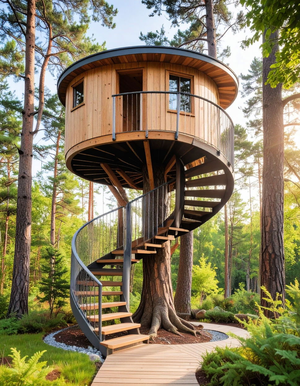 Treehouse with a Spiral Staircase Tree House Ideas