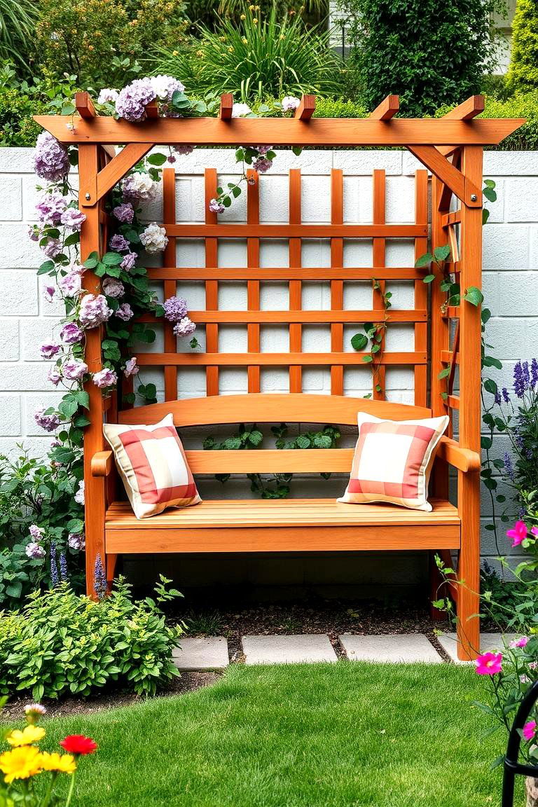 Trellis Bench for Relaxing and Growing - 25 Garden Trellis Ideas
